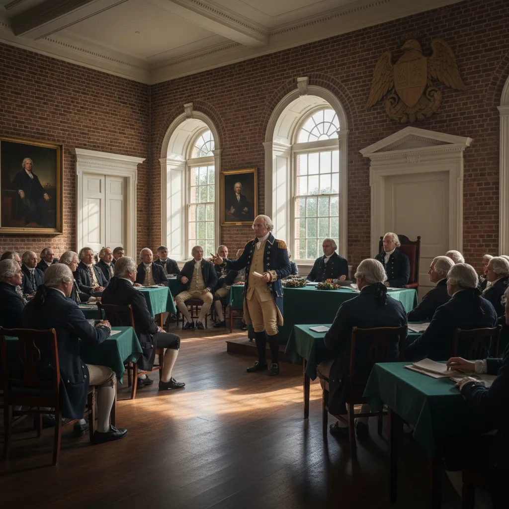 George Washington relinquishing command after Revolutionary War.