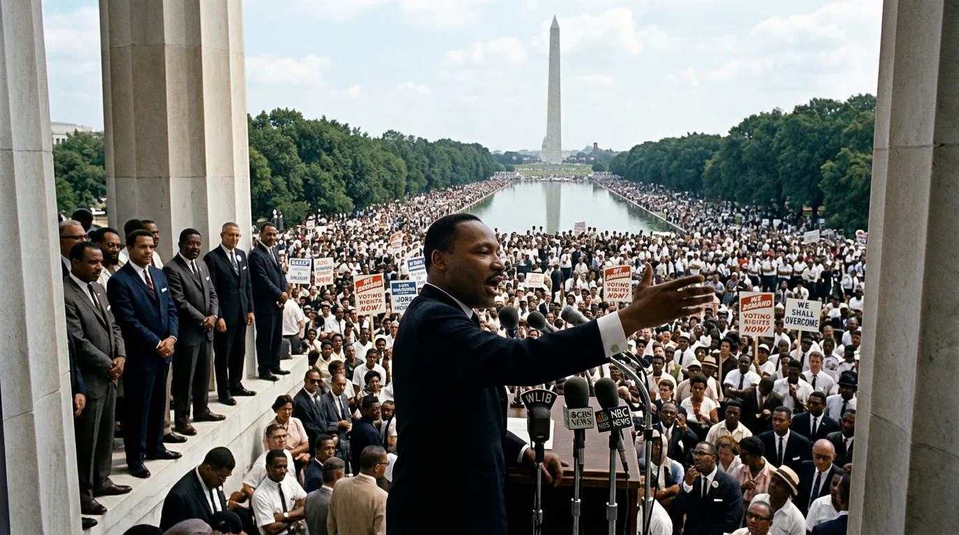 Martin Luther King Jr. delivering 'I Have a Dream' speech.