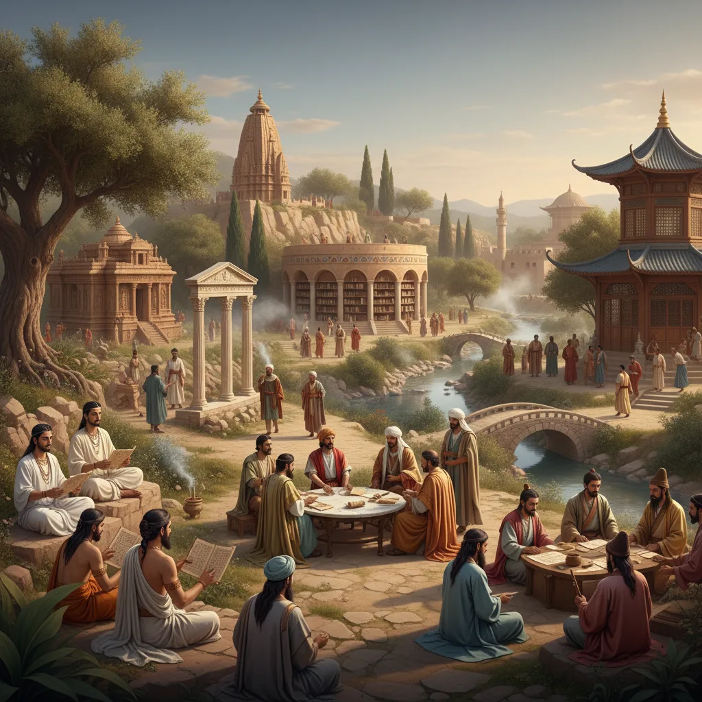 Ancient wisdom shaping diverse civilizations across continents and millennia.