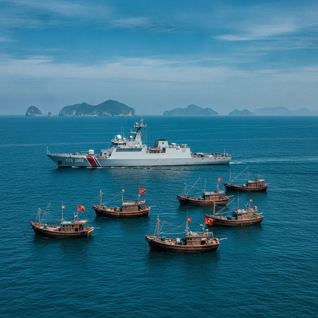 Chinese coast guard vessels and fishing fleets are frequently deployed in the South China Sea, asser