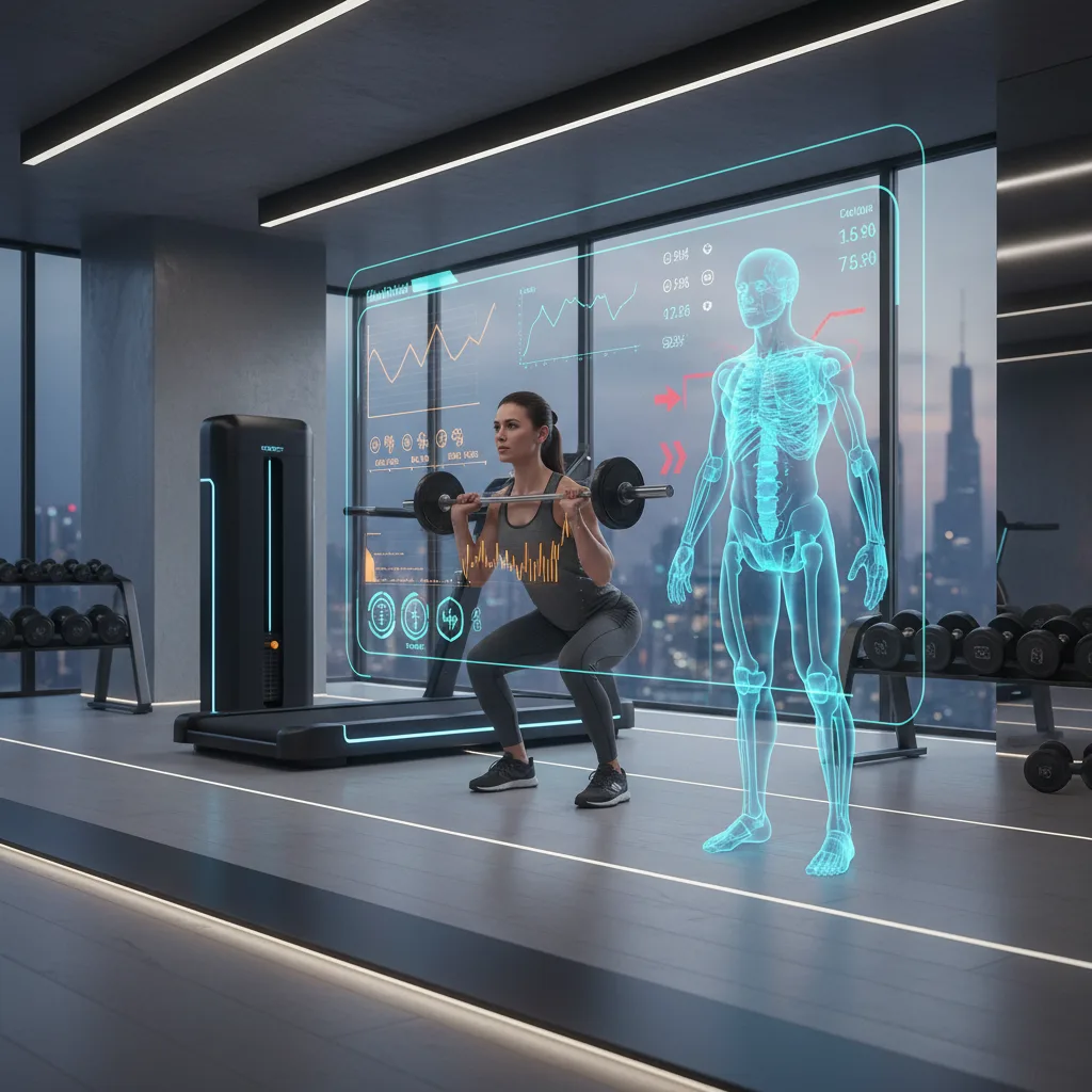 Un personal trainer AI fornisce feedback biometrico in tempo reale durante l'allenamento.
