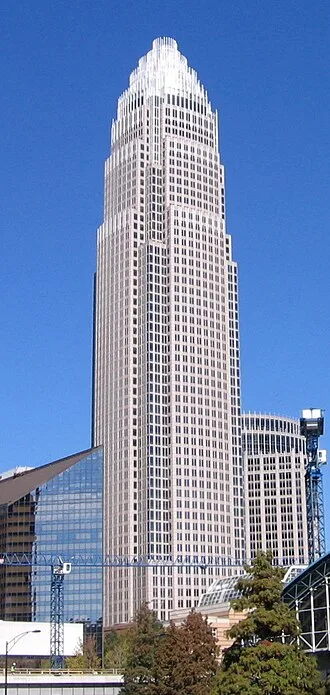 The Bank of America Corporate Center in Charlotte, North Carolina, headquarters of the bank that launched the virtual assistant 'Erica'.