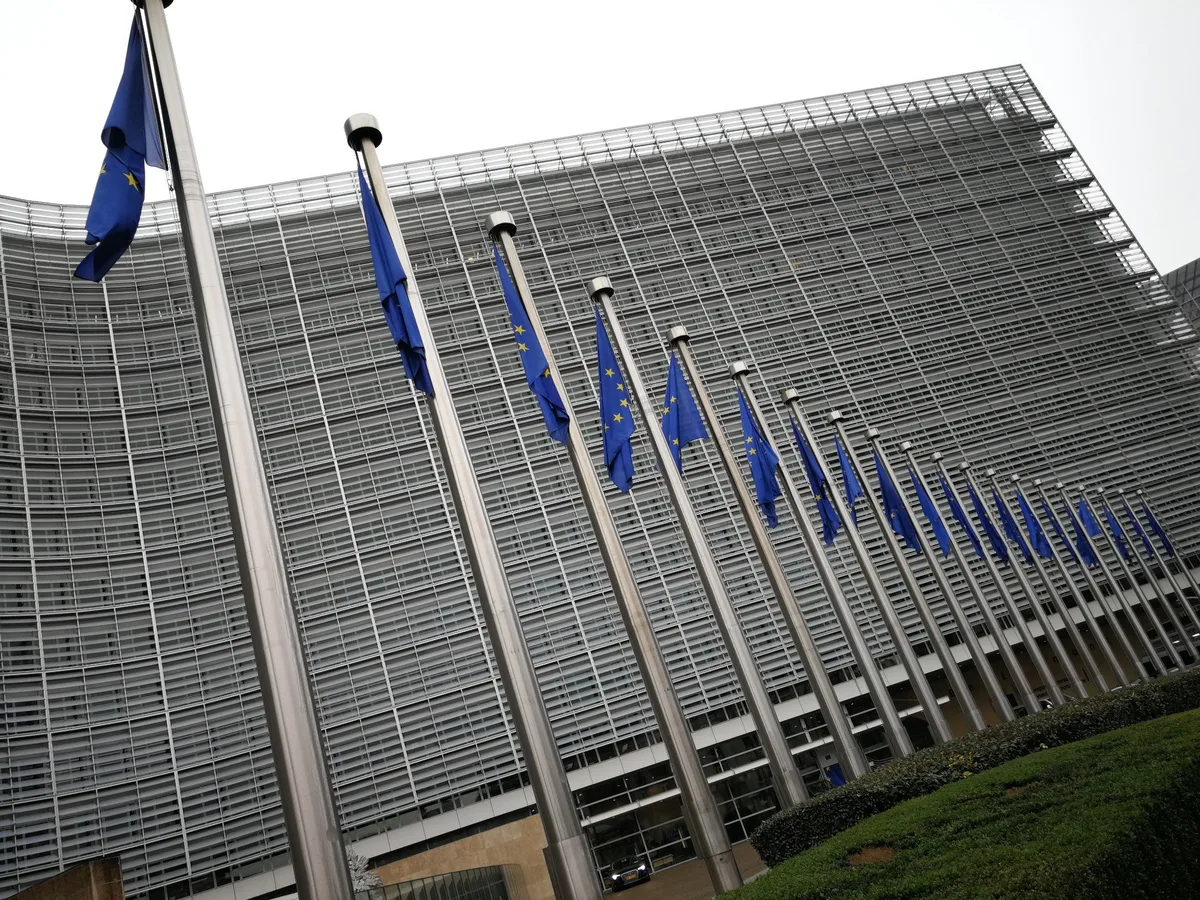 The Berlaymont building in Brussels, Belgium, serves as the headquarters of the European Commission,