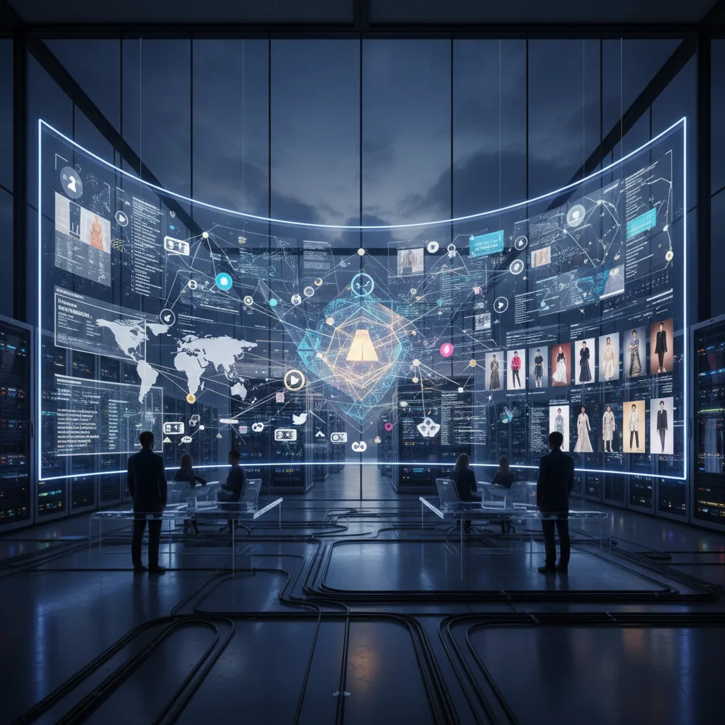 AI analyzing global data streams for future fashion trends.