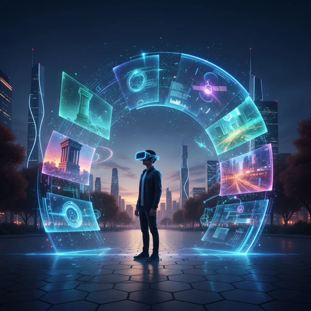 Personne expérimentant des actualités immersives en RV/RA.