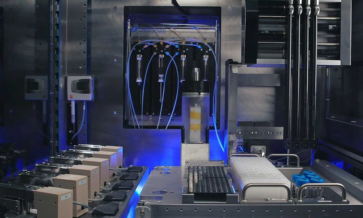 IBM Research's RoboRXN is an AI-driven robotic system designed to automate complex chemical reaction