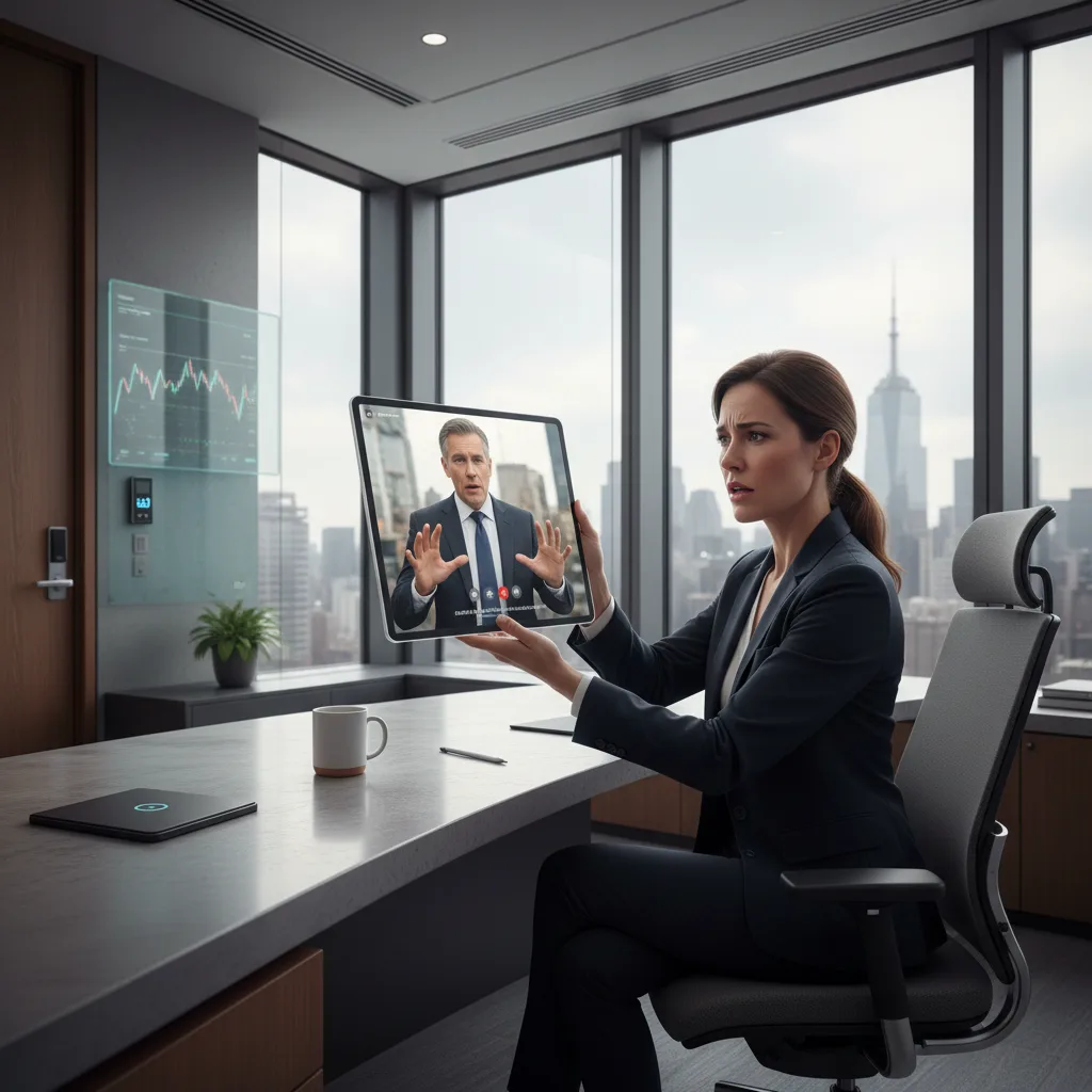 Deepfake video call of a CEO asking for sensitive system access.