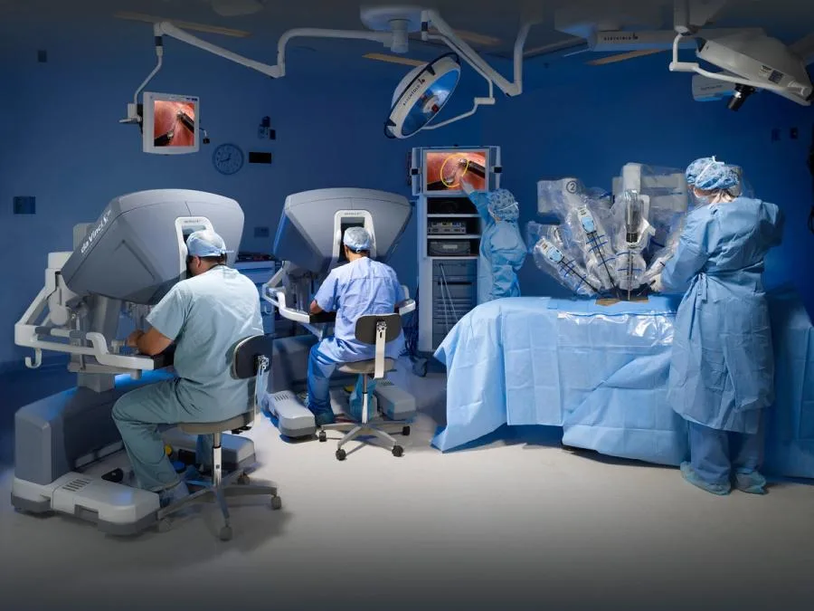 An AI-assisted surgical robot, such as the widely used da Vinci Surgical System, exemplifies a 'high