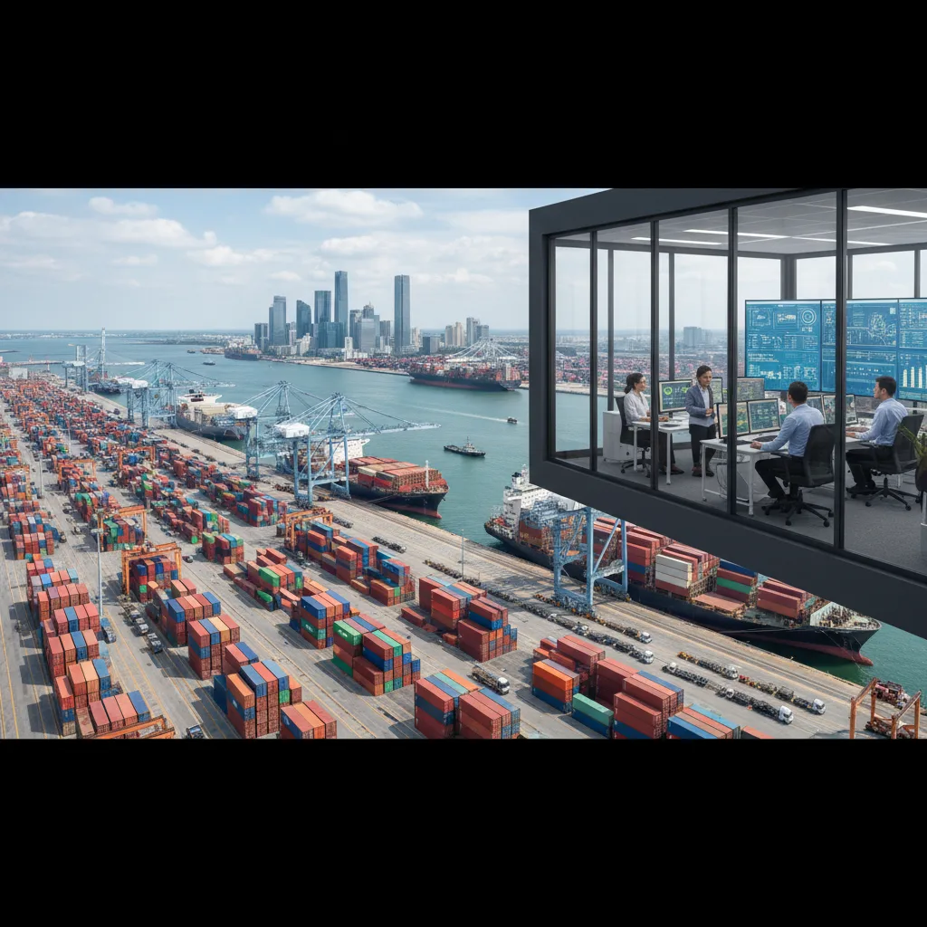 Global shipping containers tracked with AI for supply chain visibility.