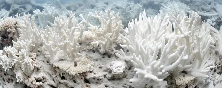 Coral bleaching occurs when corals expel the symbiotic algae living in their tissues, turning them s