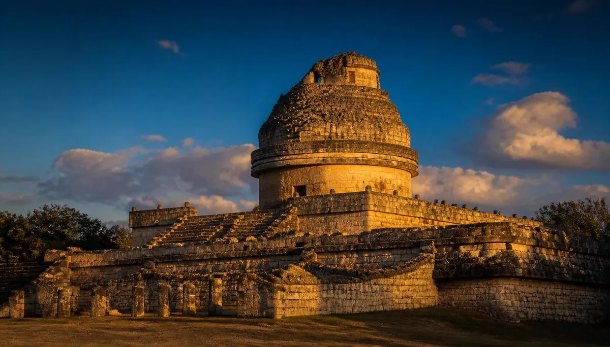El Caracol, meaning 'The Snail' for its spiral staircase, is a Maya observatory at Chichen Itza. Its