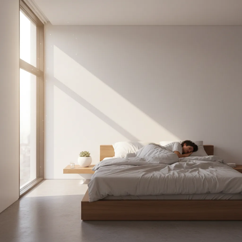 Person sleeping peacefully, illustrating restorative power of sleep.