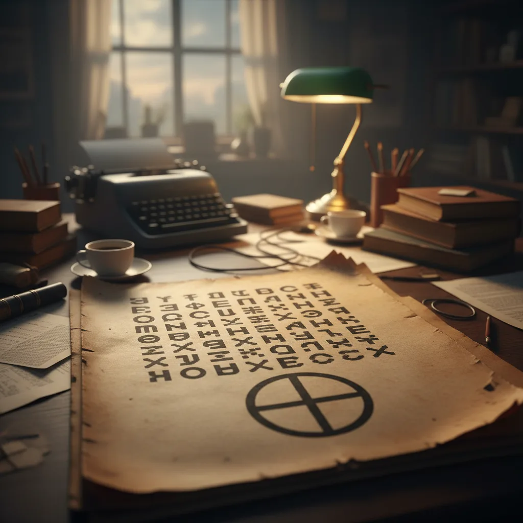 Zodiac Killer's cryptic cipher letter and crosshair symbol.