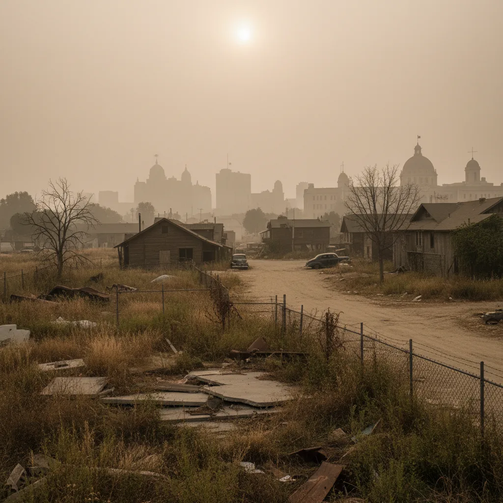 Desolate vacant lot in 1940s Los Angeles, hinting at discovery.