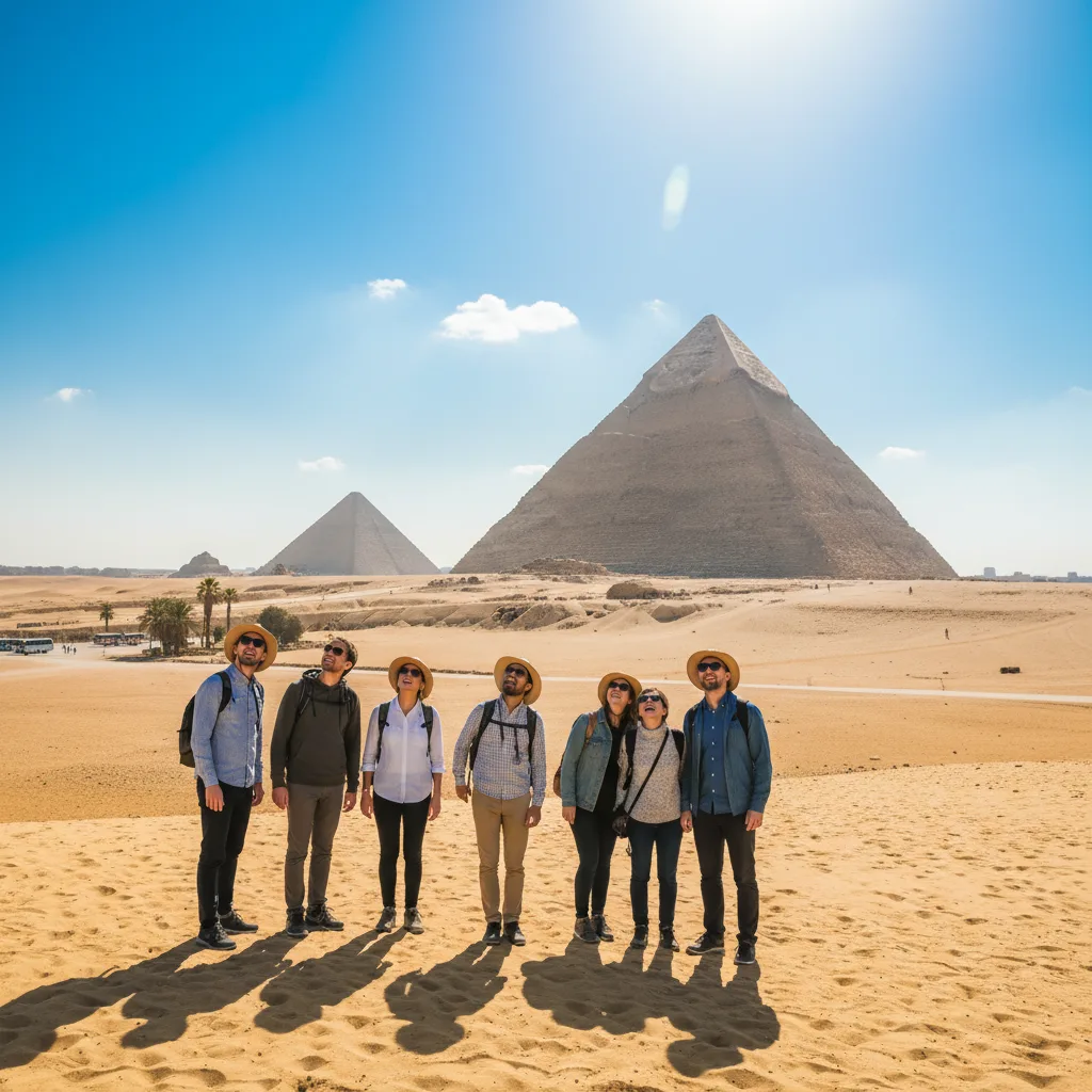 The Great Pyramid of Giza under a clear sky.