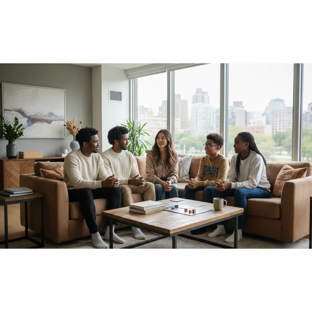 Family connecting in a supportive, understanding environment.