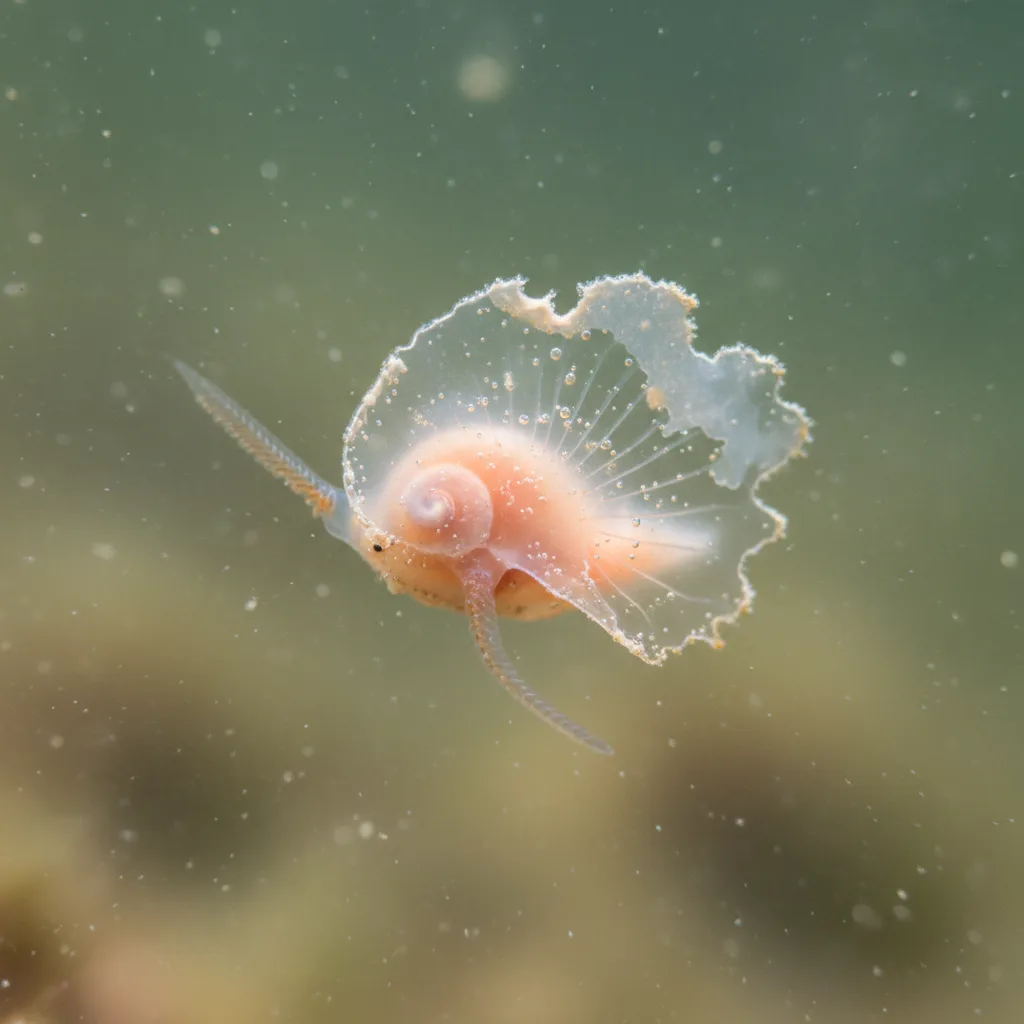 Microscopic pteropod shell dissolving in acidic water.