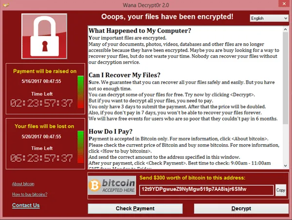 The WannaCry ransomware attack in 2017 exploited a vulnerability in older Microsoft Windows systems,