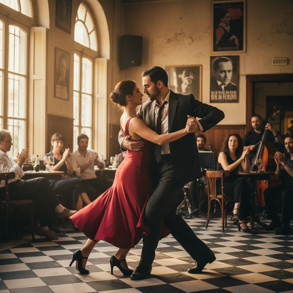 Couple passionné dansant le Tango à Buenos Aires.