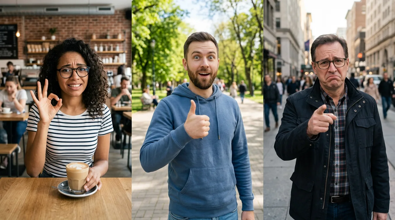 Diverse hand gestures showing cultural meanings and misunderstandings.