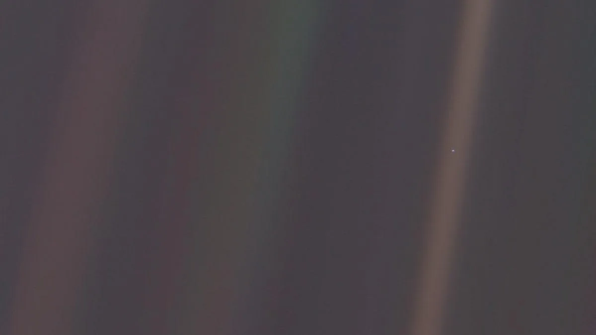 Captured by NASA's Voyager 1 spacecraft in 1990 from a record distance of 6 billion kilometers (3.7 