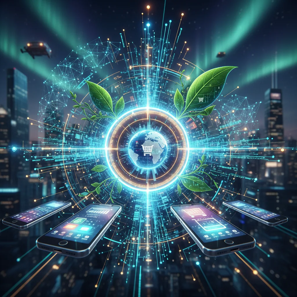 Tendances futures du e-commerce : mobile, IA, durabilité, personnalisation, expérience fluide.