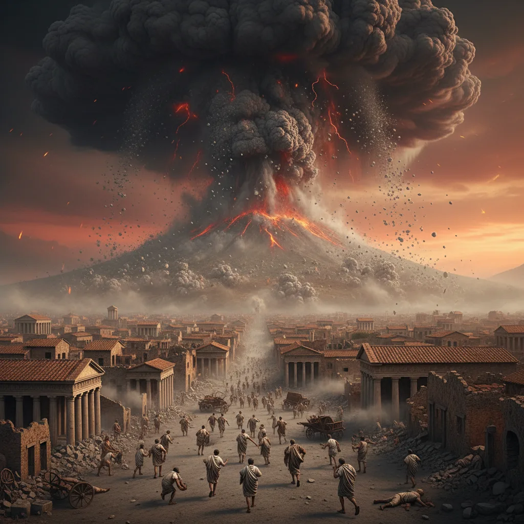 Mount Vesuvius erupts, burying ancient Roman city in ash.
