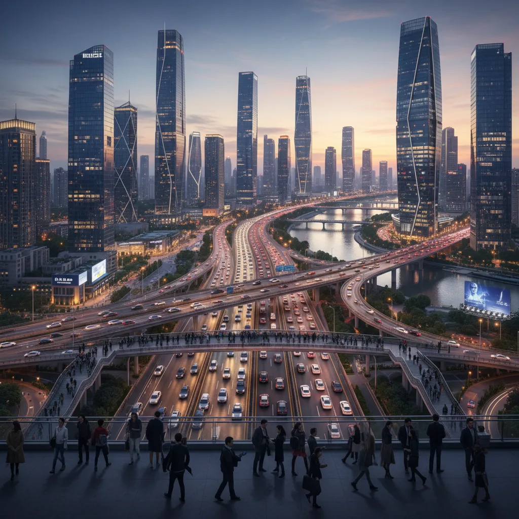 Horizon urbain moderne et animé, symbolisant la croissance et le développement rapides.