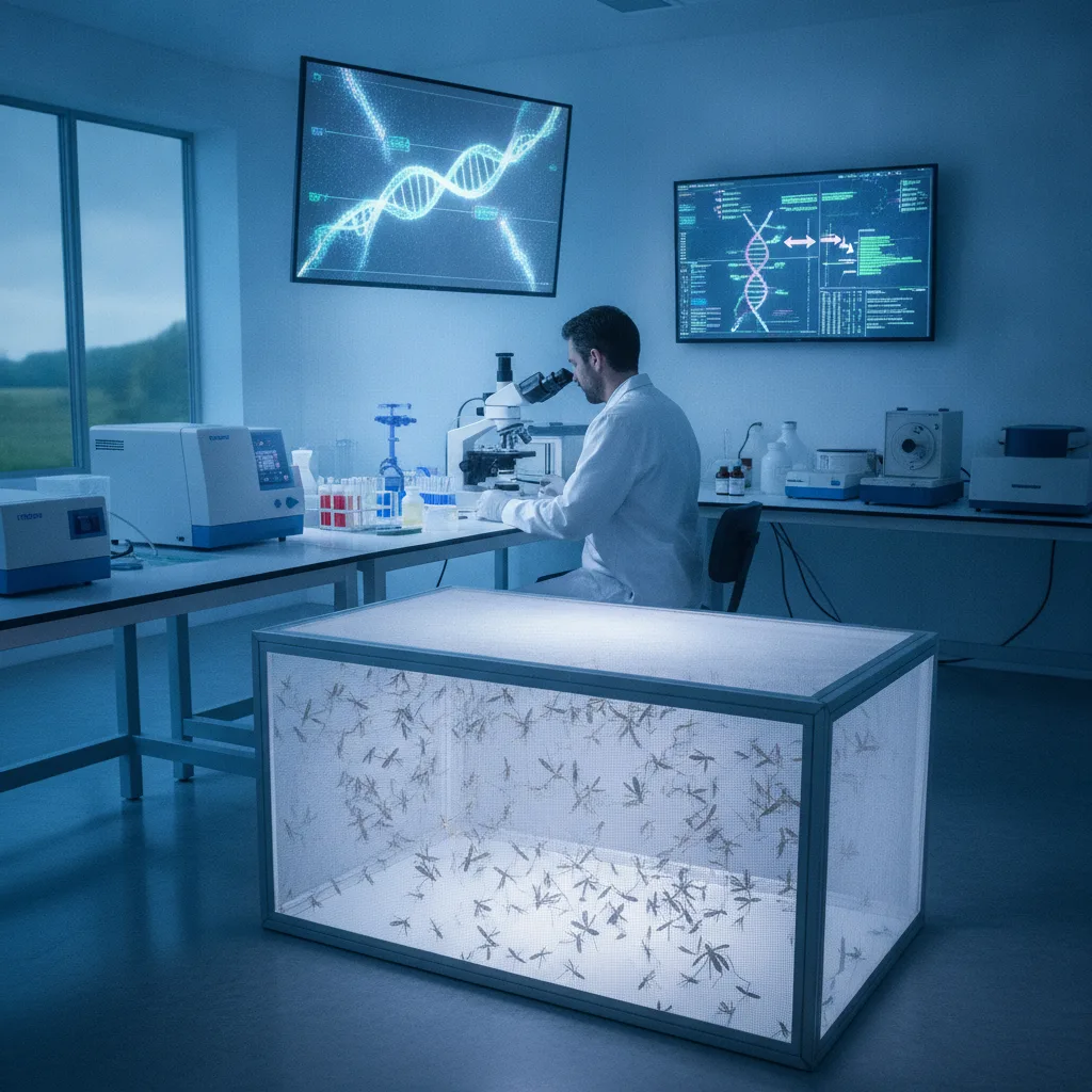 Scientists are developing gene drives to genetically modify mosquito populations, such as *Anopheles