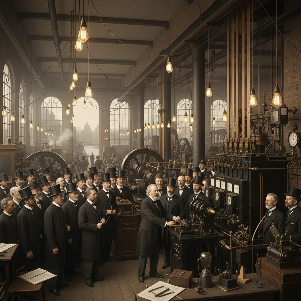 Thomas Edison inaugurates Pearl Street Station, lighting lower Manhattan, 1882.