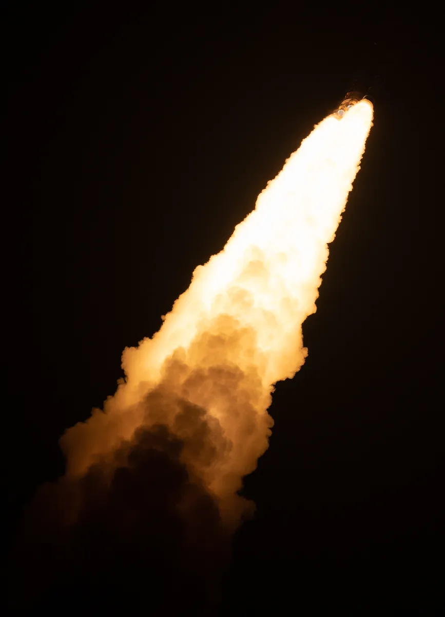 The Space Launch System (SLS) rocket, seen here during its Artemis I launch, is NASA's powerful heav