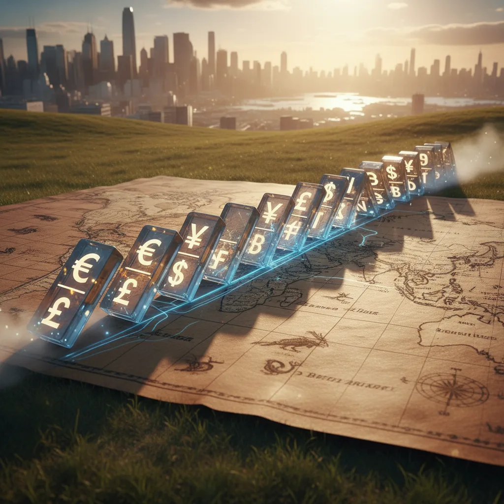 Financial contagion spreads globally like dominoes.