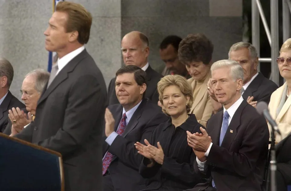Action movie star Arnold Schwarzenegger, known for films like 'The Terminator,' was sworn in as the 