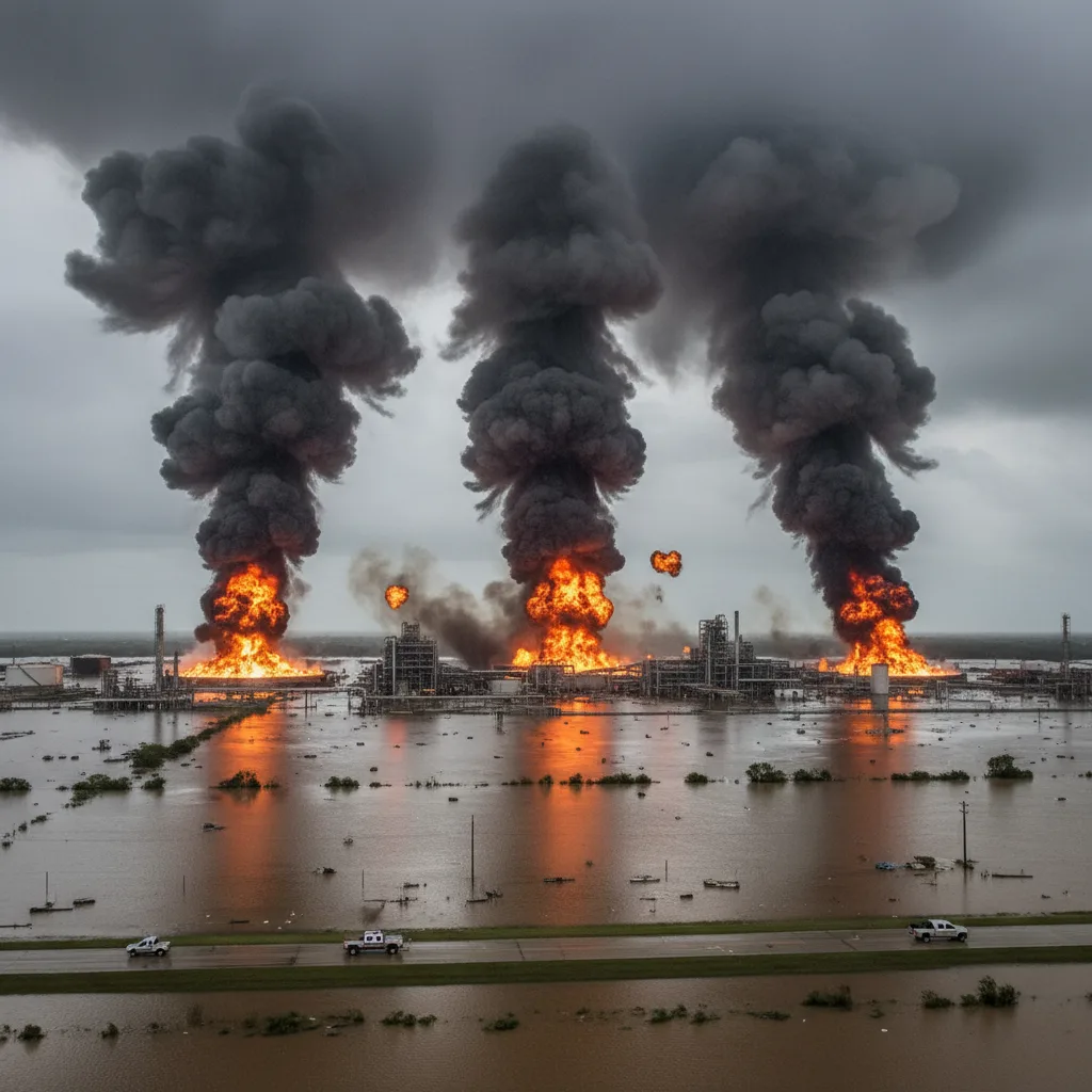 Arkema chemical plant explosions during Hurricane Harvey, 2017.
