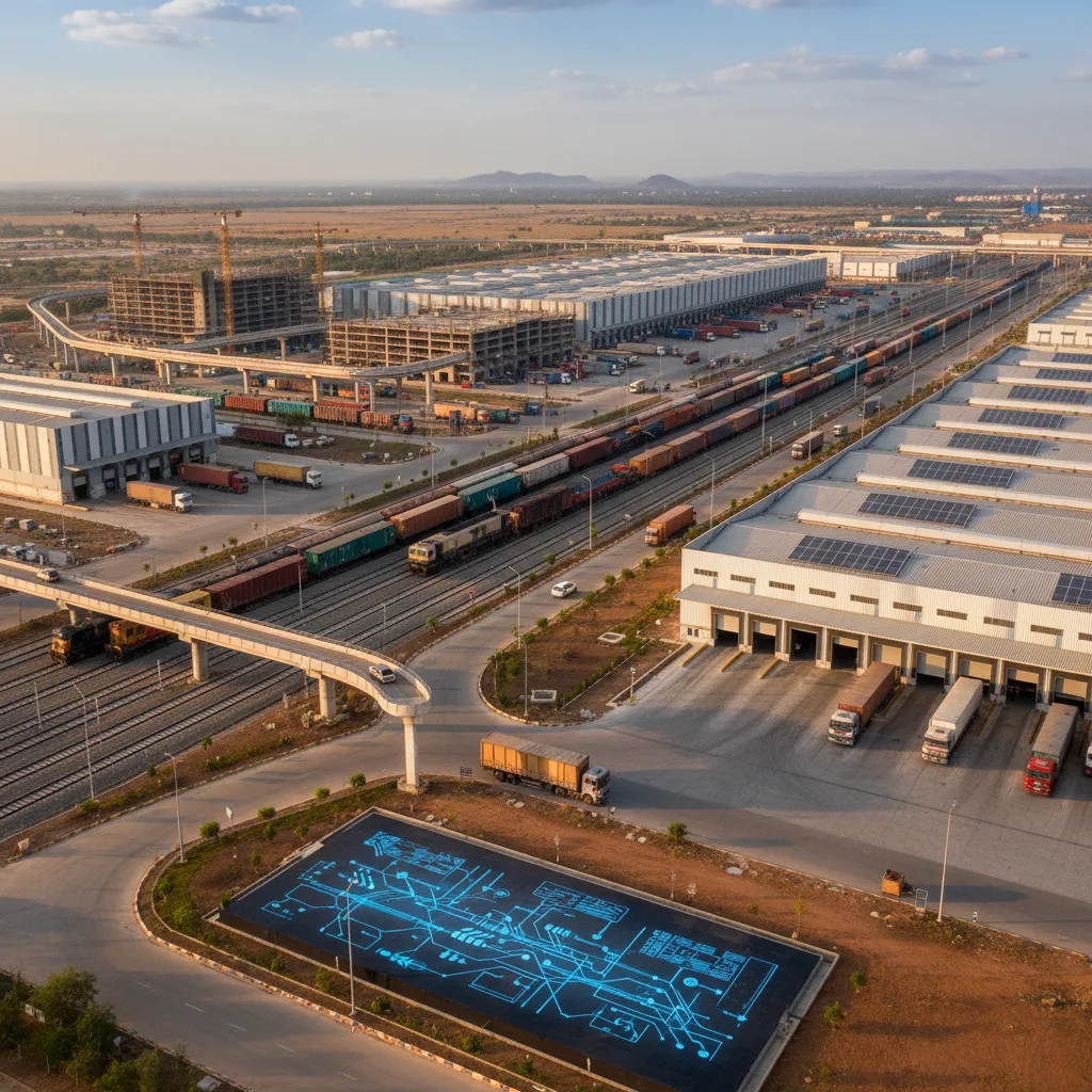 Modern logistics infrastructure improving India's trade efficiency.