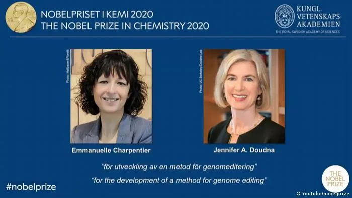 Jennifer Doudna and Emmanuelle Charpentier were awarded the Nobel Prize in Chemistry in 2020 for the