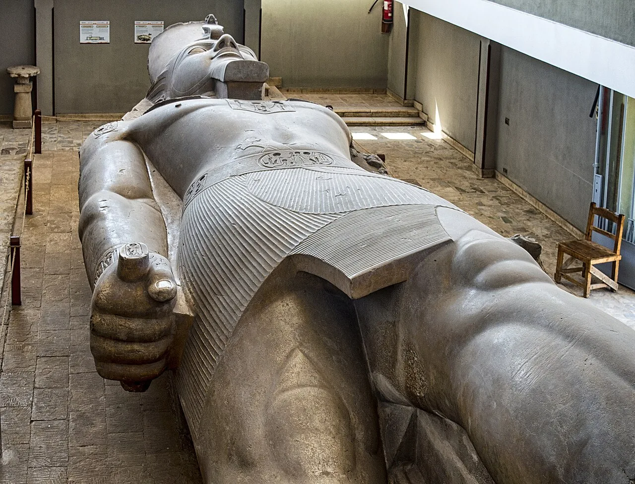 A colossal statue of Pharaoh Ramesses II, who built the magnificent capital city of Per-Ramesses in the Nile Delta.