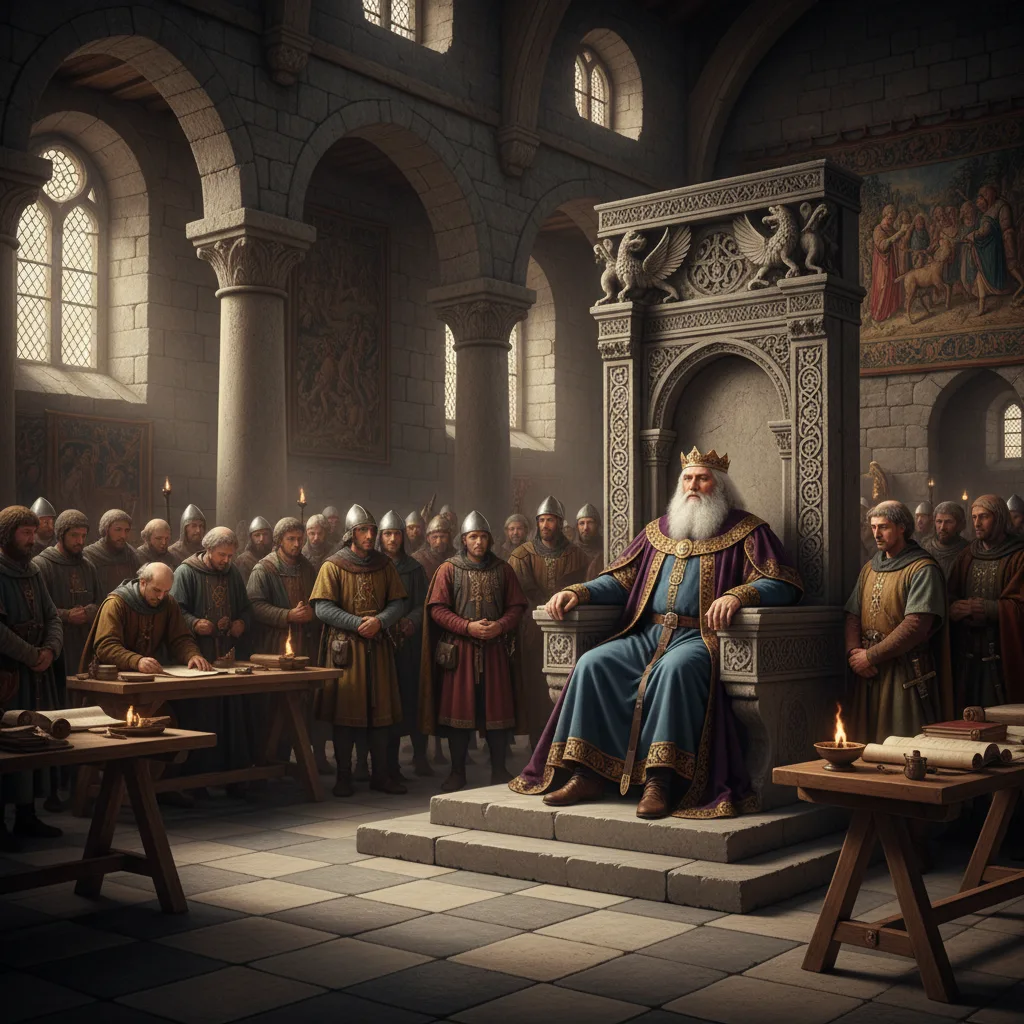 Charlemagne's court, symbolizing a brief moment of medieval unity.