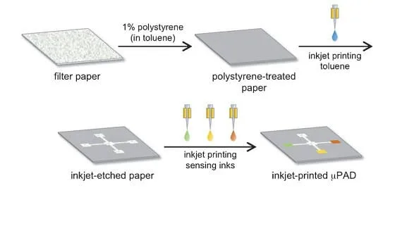 Pictured is a paper-based microfluidic device, a technology first demonstrated by Professor George W