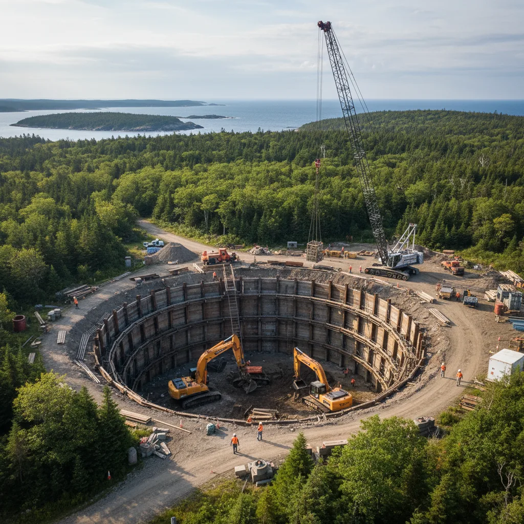 Modern excavation site on Oak Island, Nova Scotia.