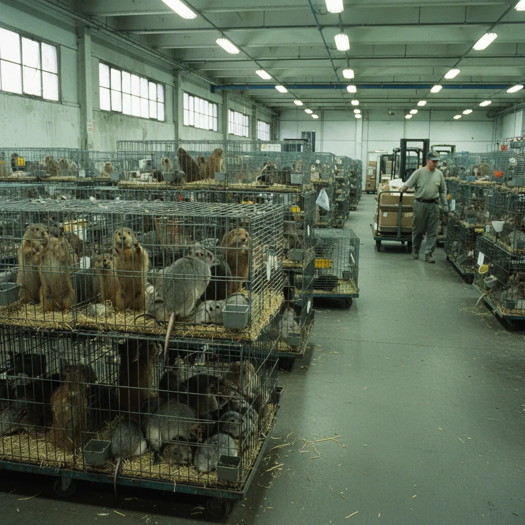 Prairie dogs and exotic animals in an Illinois animal distributor, 2003.