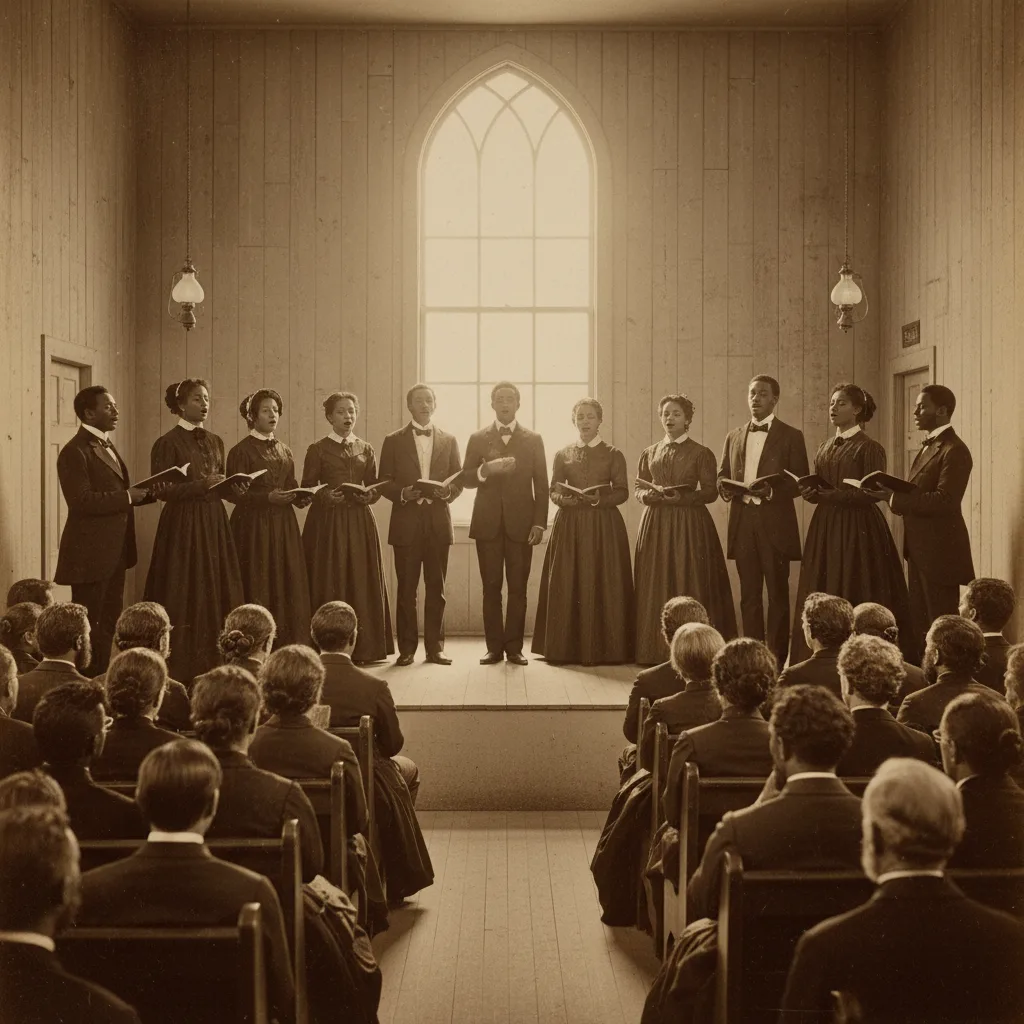 Fisk Jubilee Singers performing in 1871 Nashville.