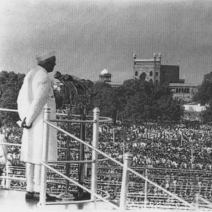 Jubilant crowds celebrate India's independence from British rule in August 1947, a pivotal moment th