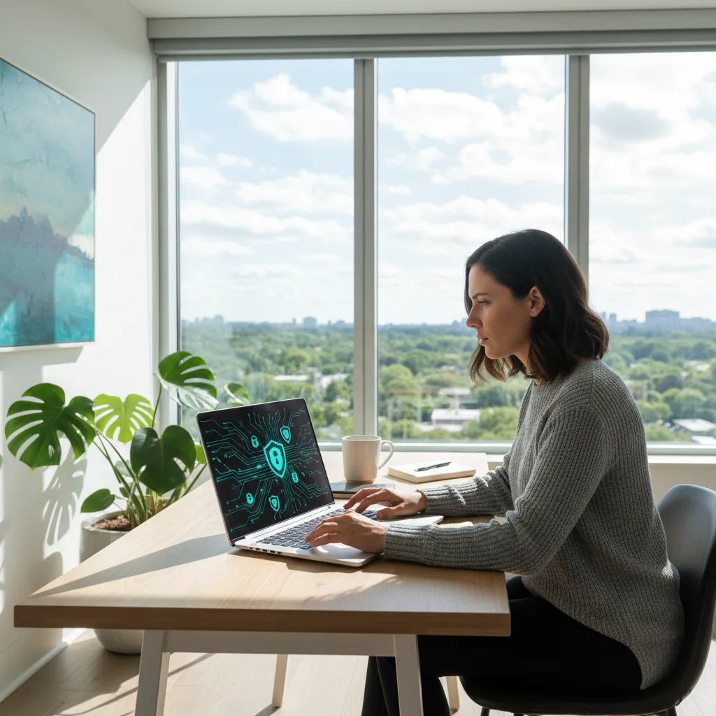 Secure remote work, protecting sensitive data with advanced cybersecurity.