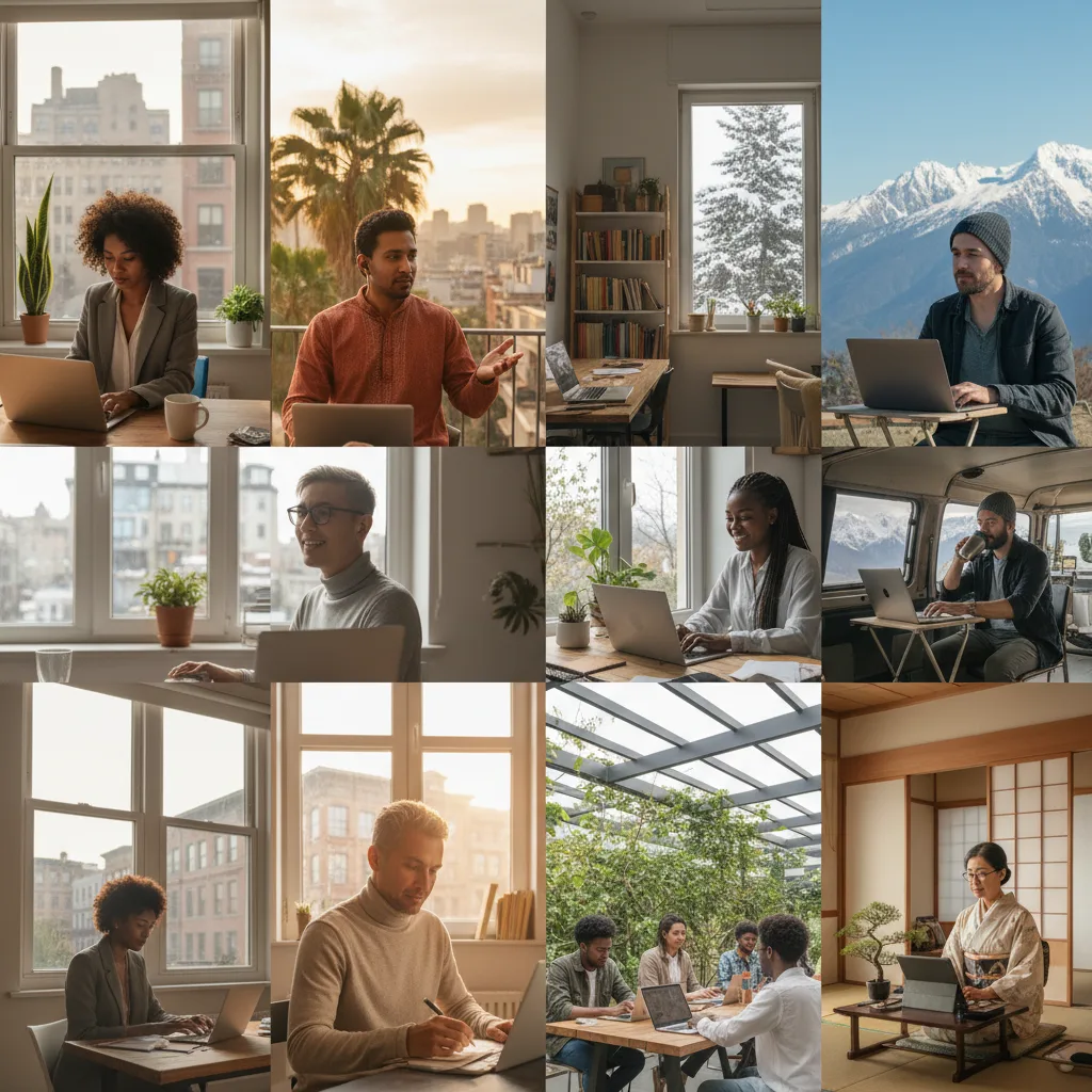 Global workforce adapting to remote work.