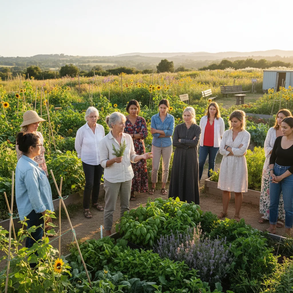 Donna moderna che unisce la saggezza tradizionale con la salute della comunità e la natura.