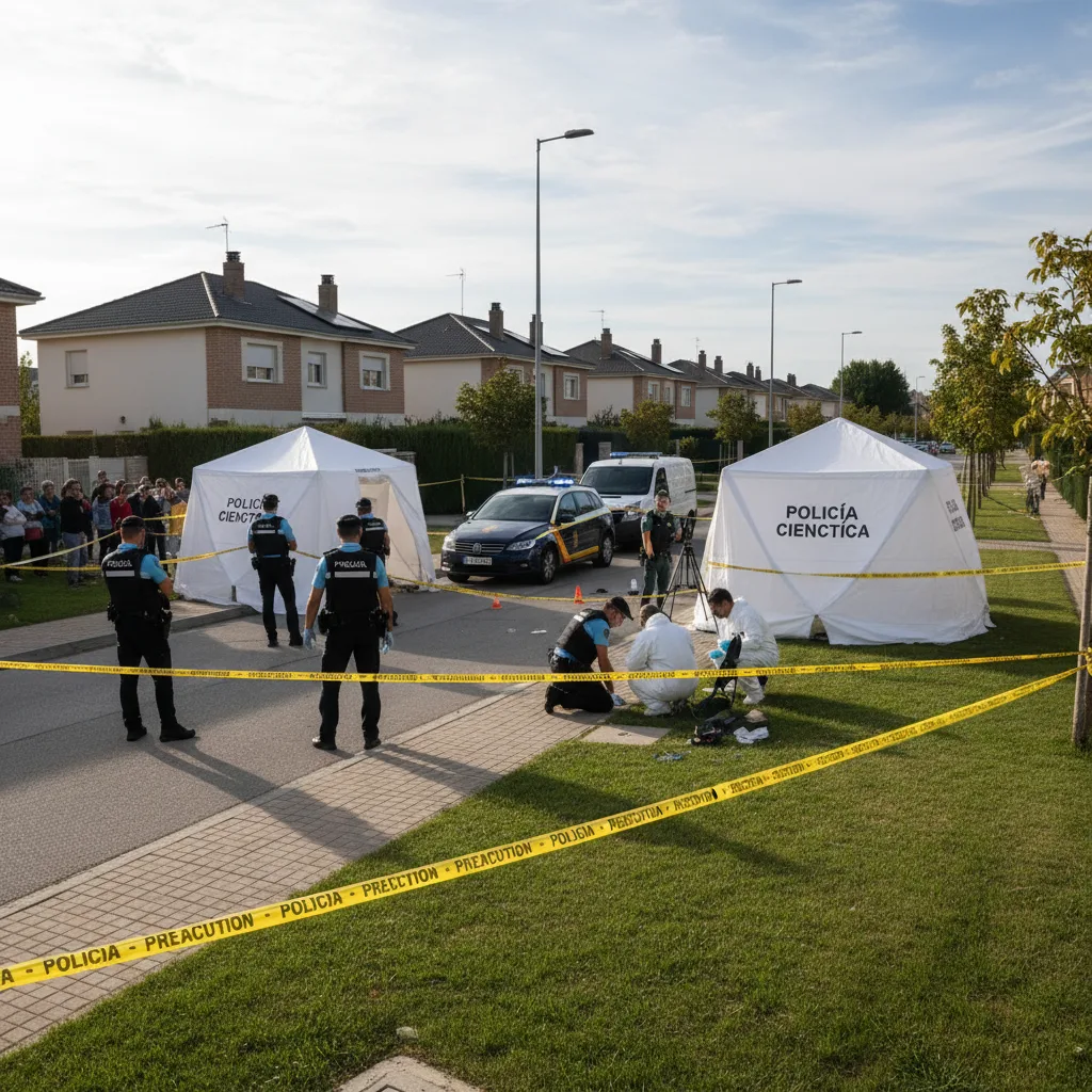 Spanish police investigating a modern-day crime scene.