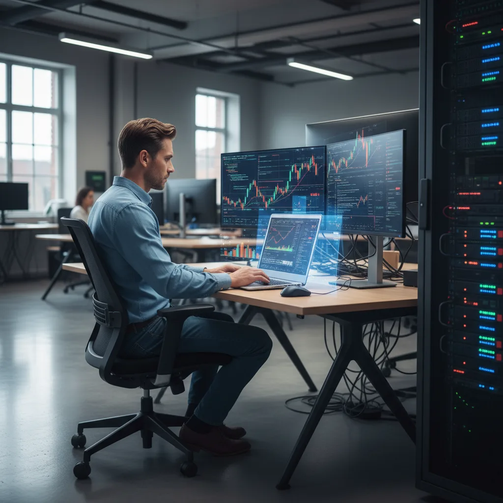 Machine learning algorithms processing vast financial datasets for predictions.