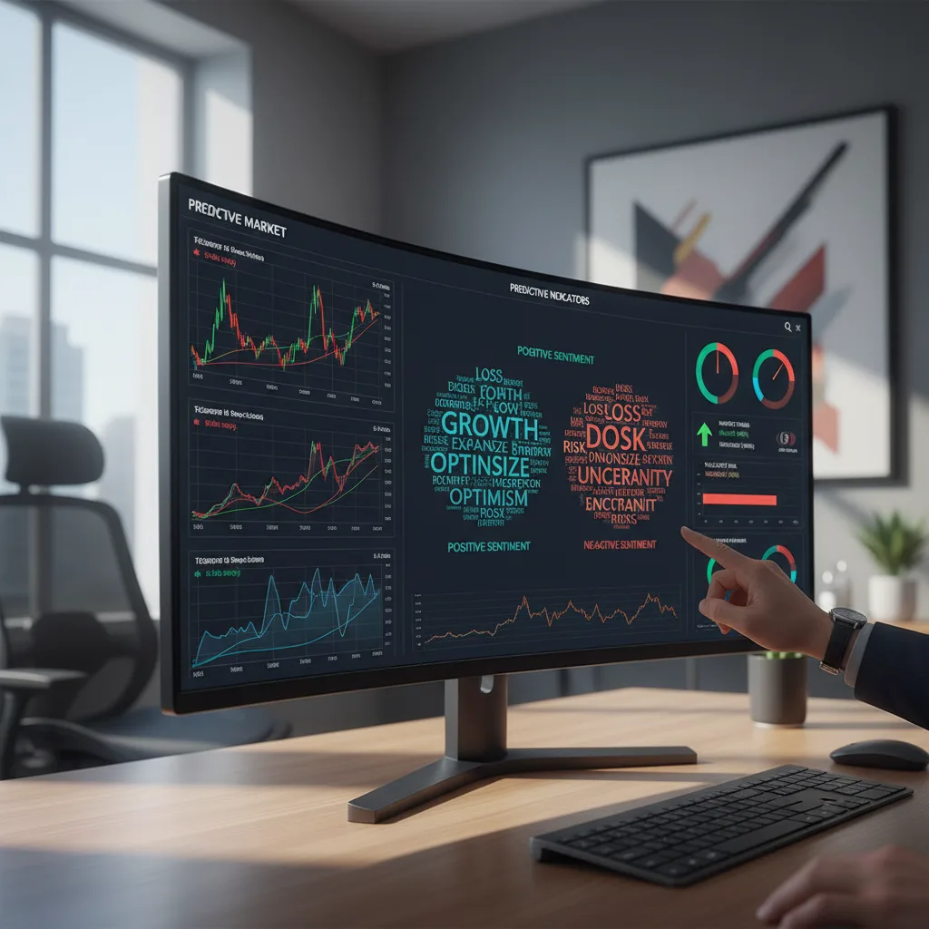 Integrated ML and sentiment analysis dashboard showing market predictions.