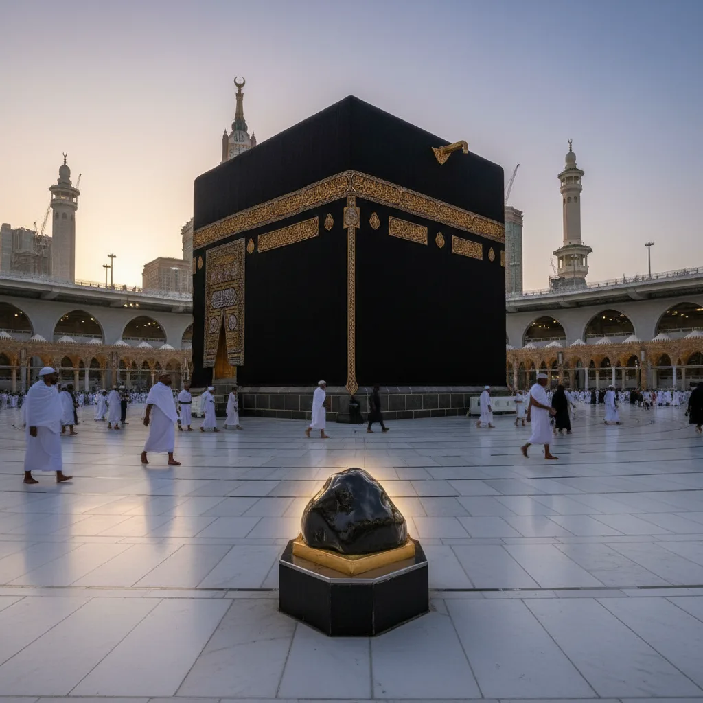 The Kaaba in Mecca, with the Black Stone's corner visible.
